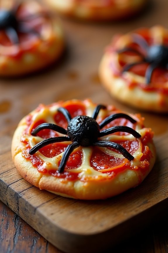spooky halloween mini pizzas
