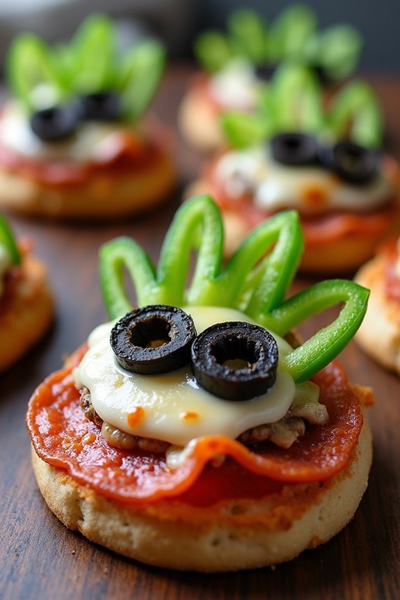 spooky halloween monster pizzas