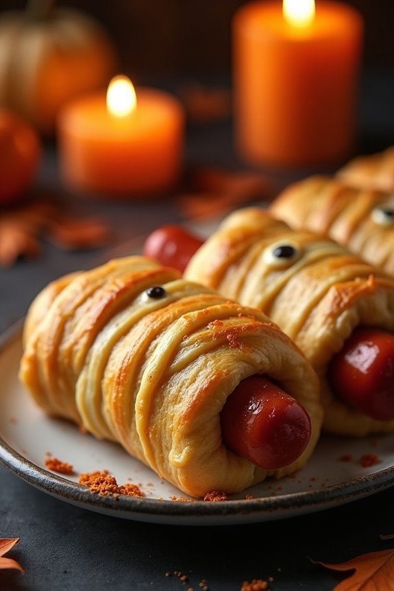 spooky halloween mummy hot dogs