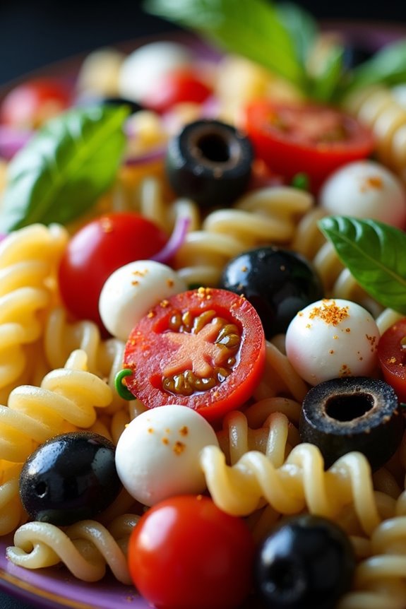 spooky halloween pasta salad