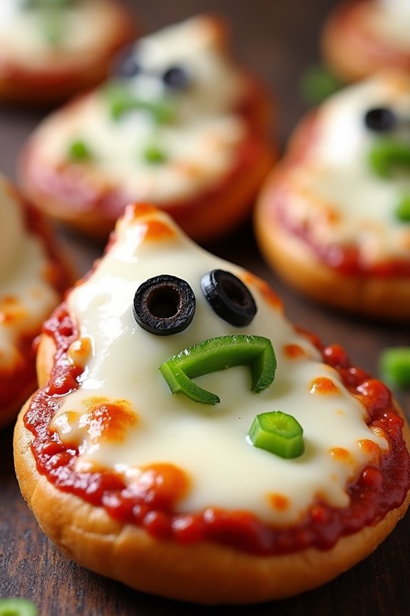 spooky halloween pizza bagels