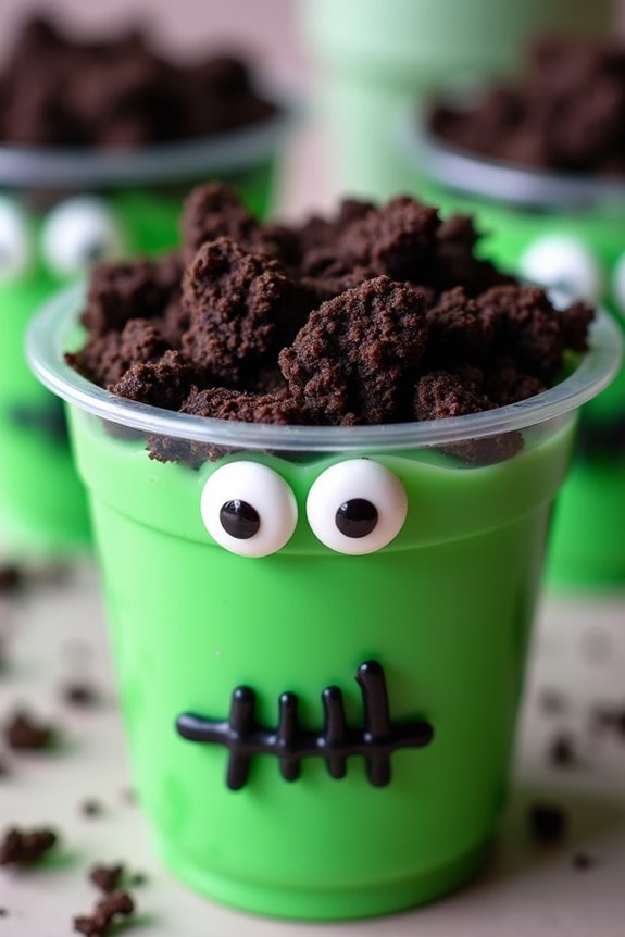 spooky halloween pudding cups