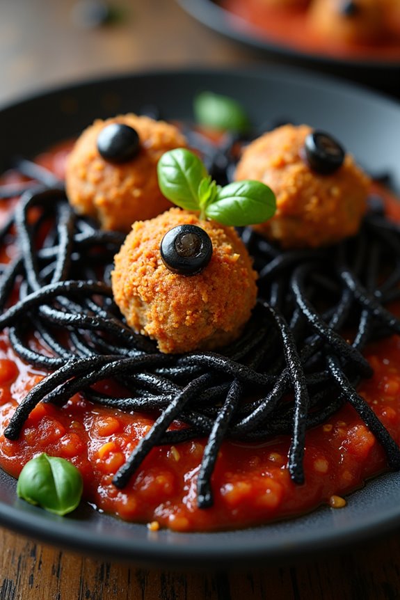 spooky halloween spider pasta