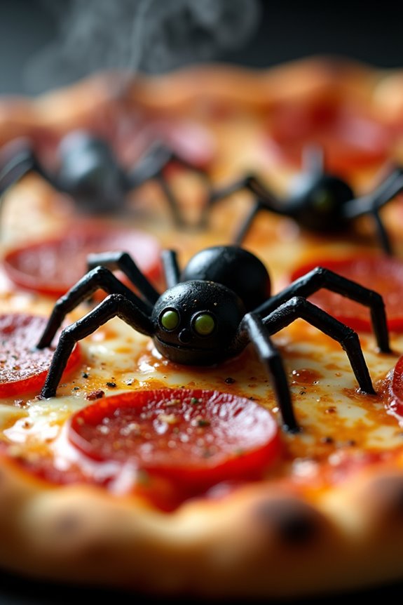 spooky halloween spider pizza