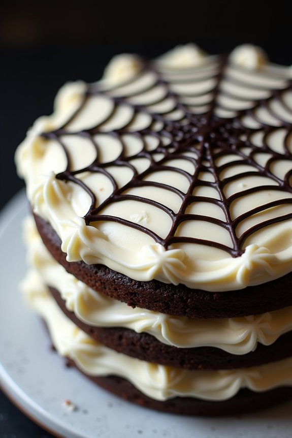 spooky halloween spiderweb cake
