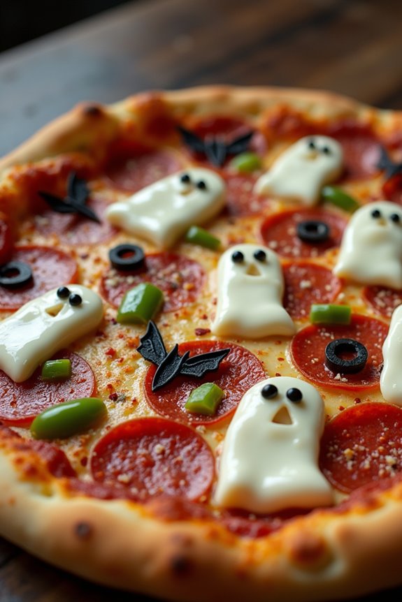 spooky halloween themed pizza creation