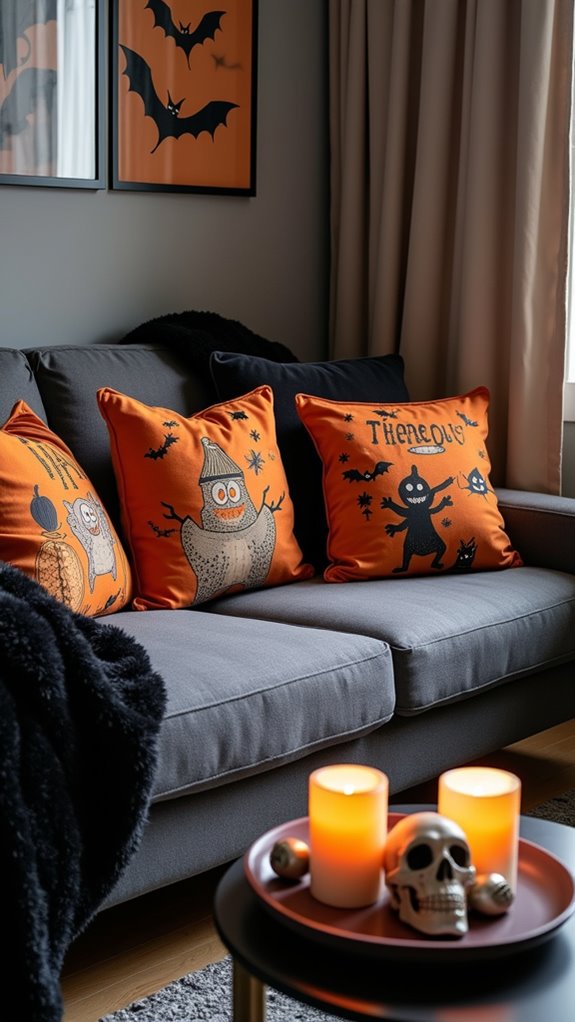spooky halloween throw pillows