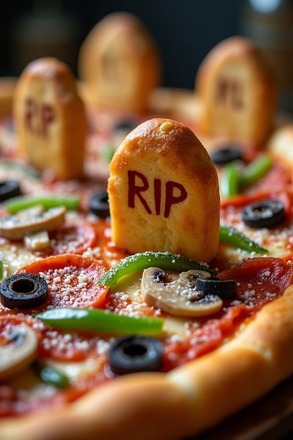 spooky halloween tombstone pizza
