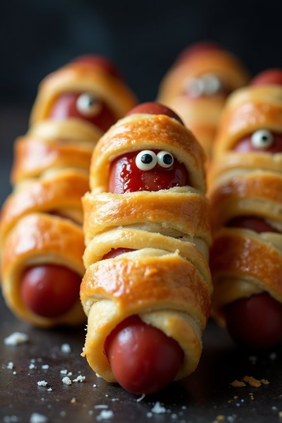 spooky hot dog mummies