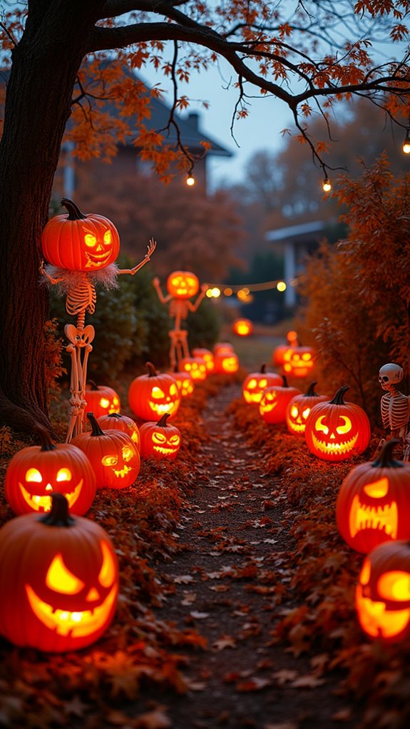 spooky illuminated pumpkin display