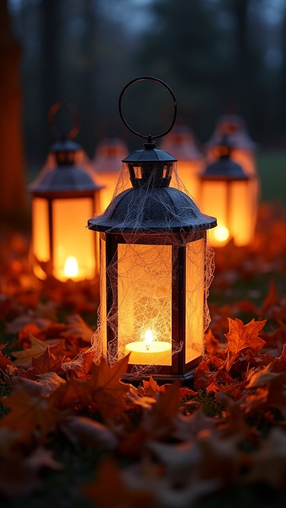 spooky lanterns with cobwebs