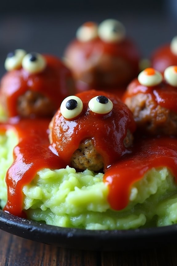 spooky meatball mash delight