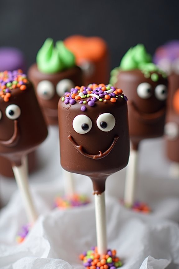 spooky monster marshmallow pops