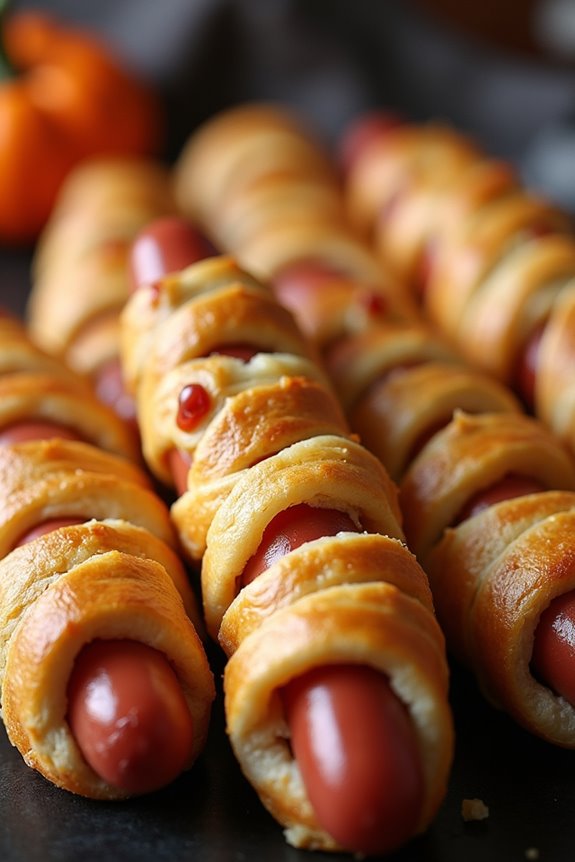 spooky mummy hot dogs