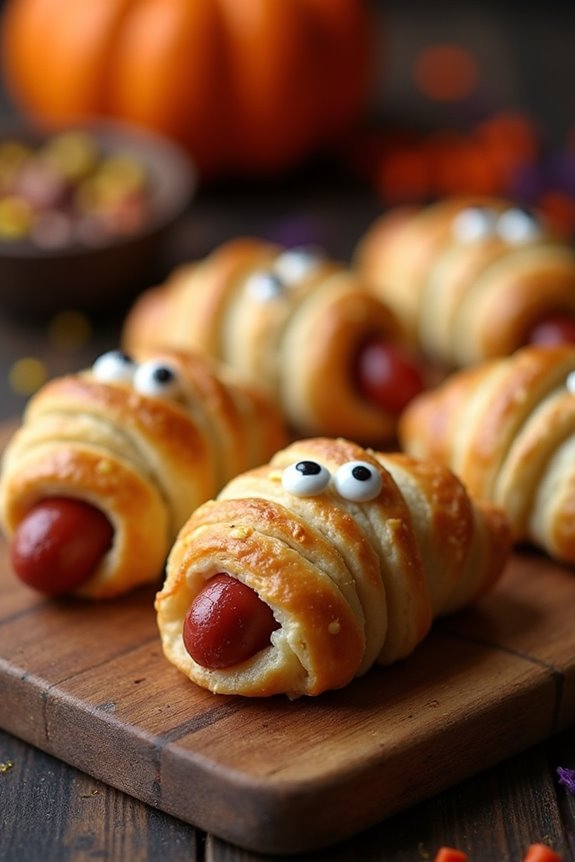 spooky mummy hot dogs