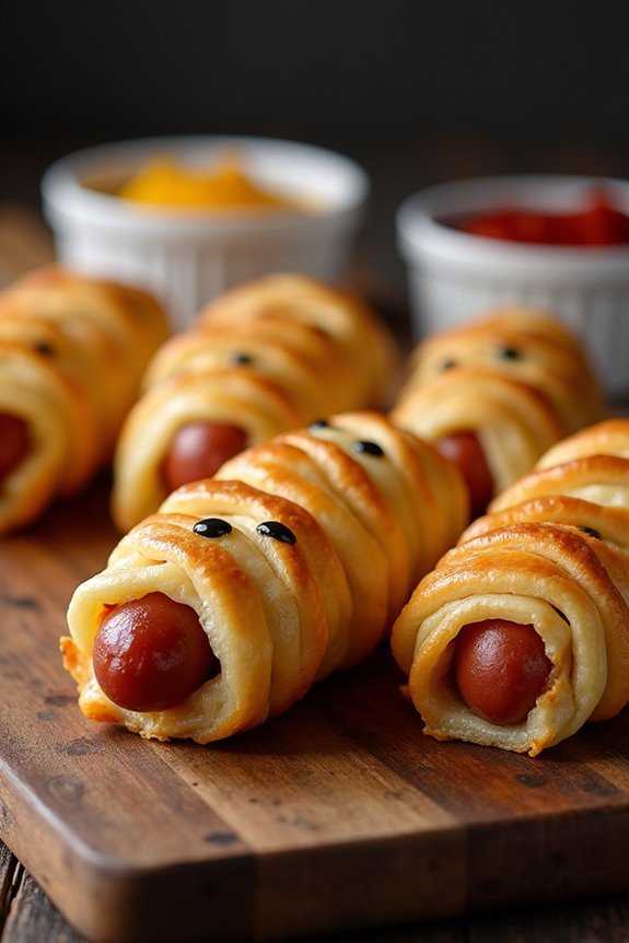 spooky mummy hot dogs