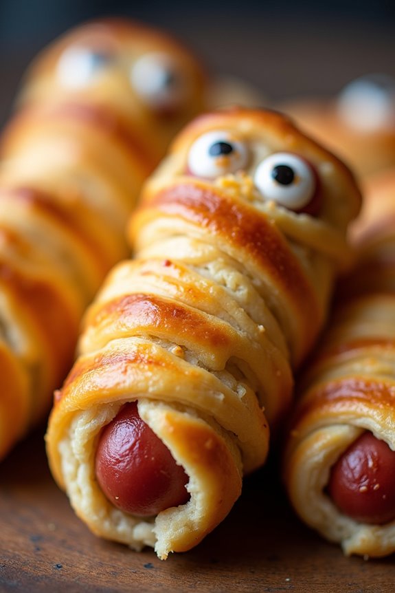 spooky mummy hot dogs