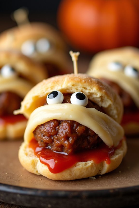 spooky mummy meatball sliders