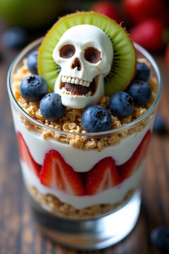 spooky nutritious yogurt parfaits