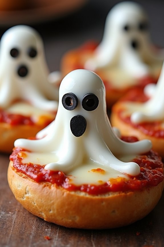 spooky pizza bagel treats