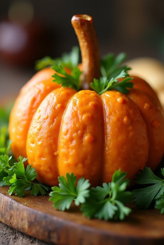 spooky pumpkin cheeseball appetizer