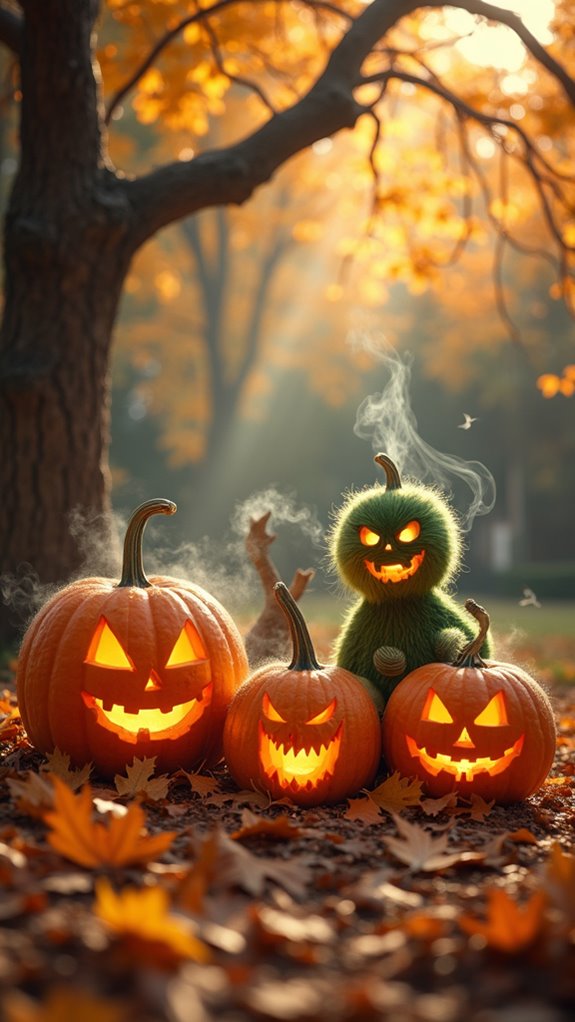 spooky pumpkin family display