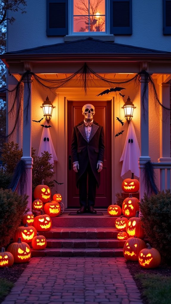 spooky pumpkin lined pathway