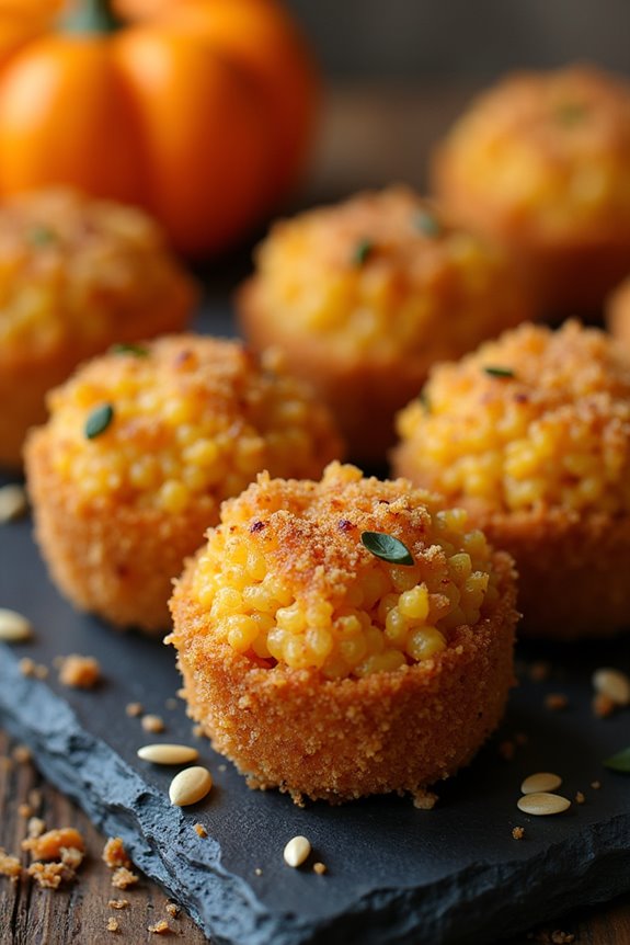 spooky pumpkin risotto bites
