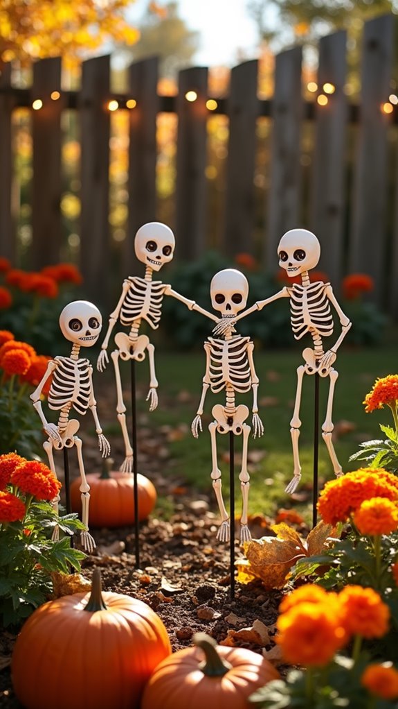 spooky skeleton garden stakes