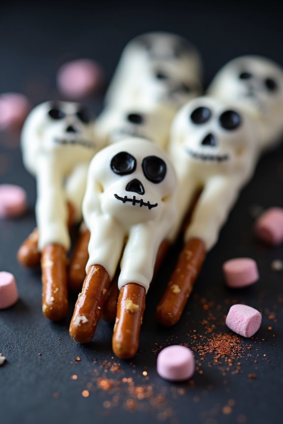 spooky skeleton pretzel treats