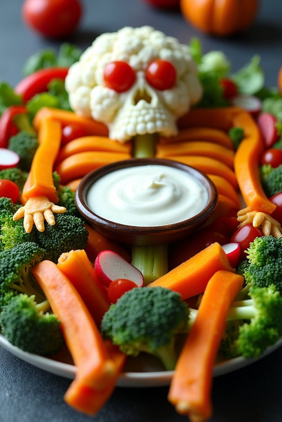 spooky skeleton veggie platter