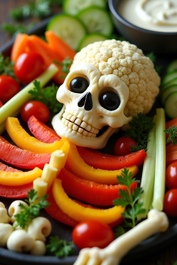 spooky skeleton veggie platter