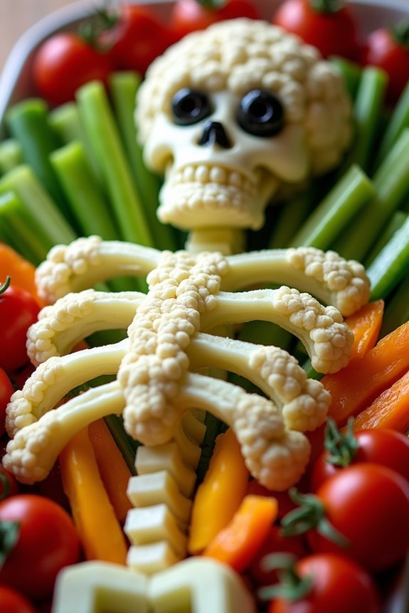spooky skeleton veggie tray