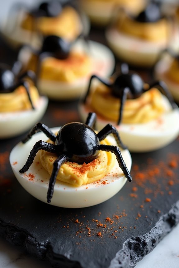 spooky spider deviled eggs