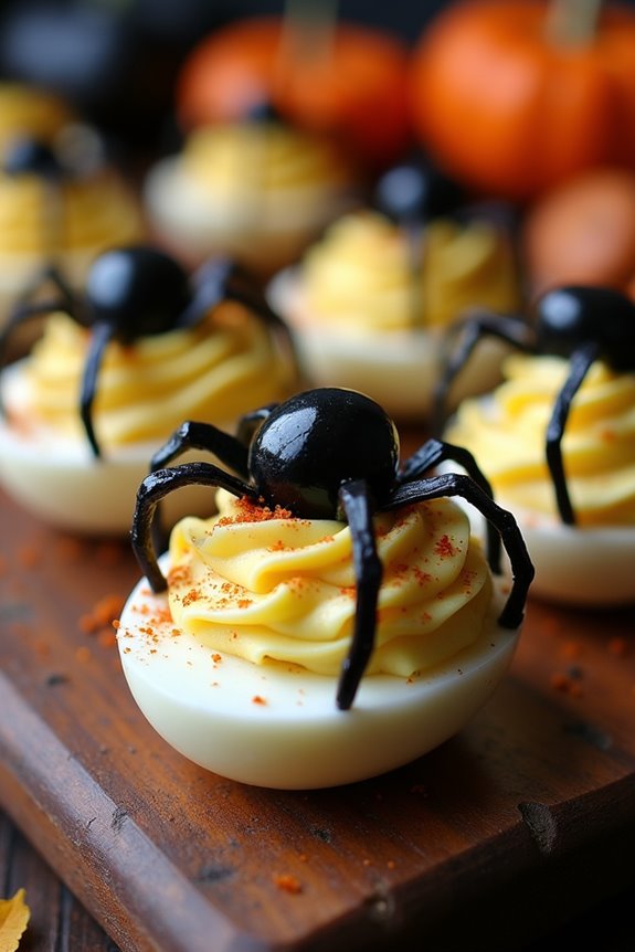spooky spider deviled eggs