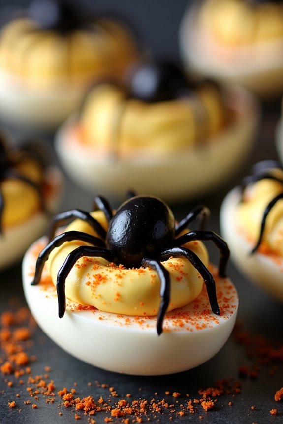 spooky spider deviled eggs