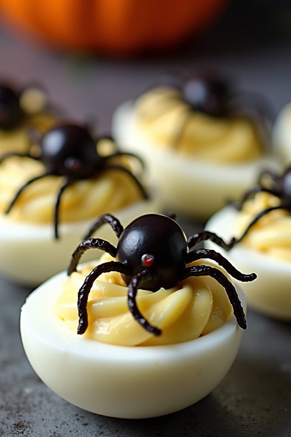 spooky spider deviled eggs
