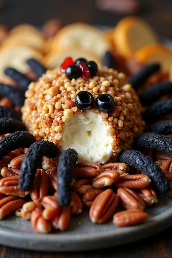 spooky spider shaped cheese ball