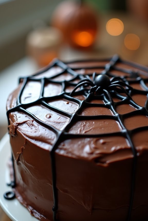 spooky spider web cake