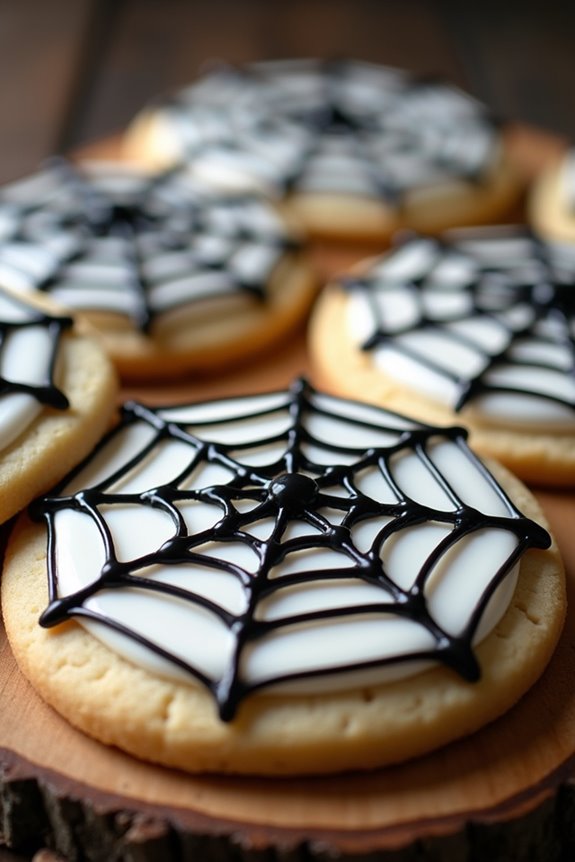 spooky spider web cookies