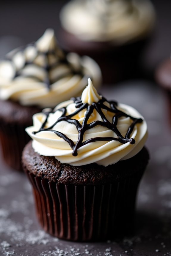 spooky spider web cupcakes