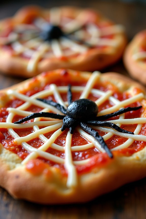 spooky spider web pizza