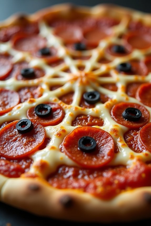 spooky spider web pizza
