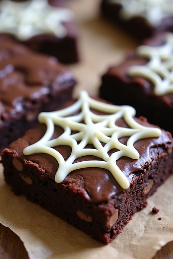 spooky spiderweb halloween brownies