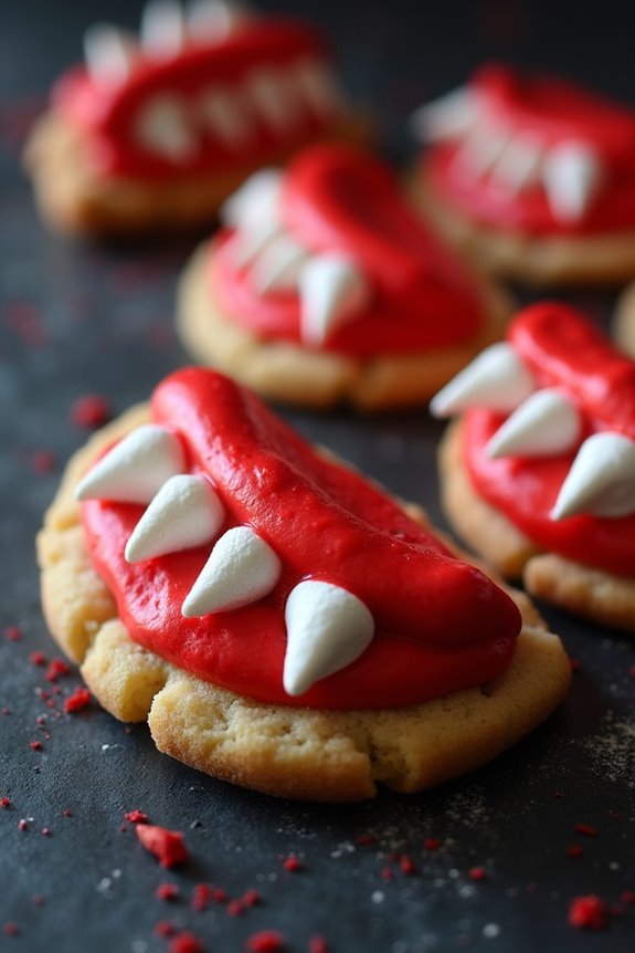 spooky vampire fang cookies