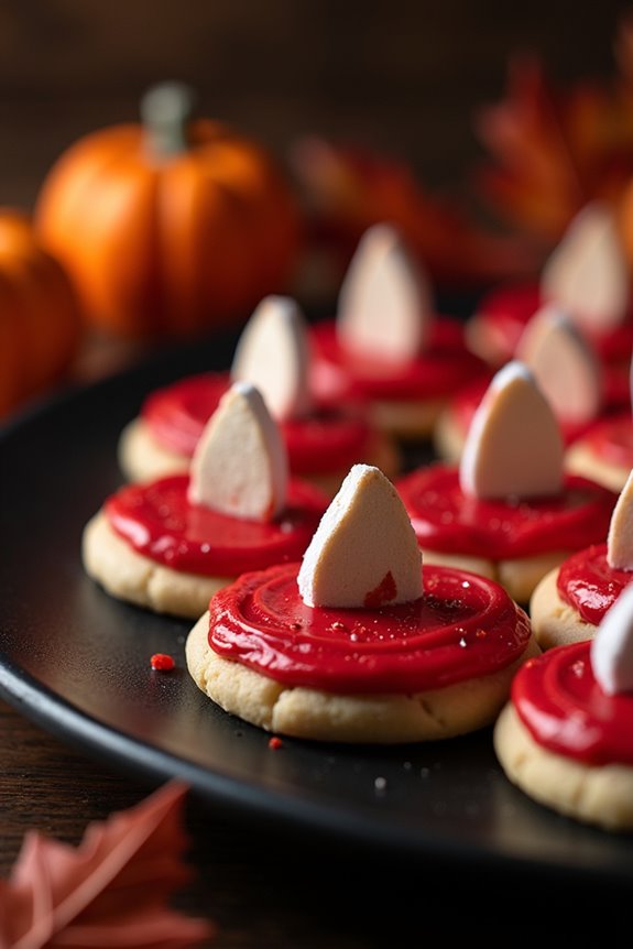 spooky vampire fang cookies