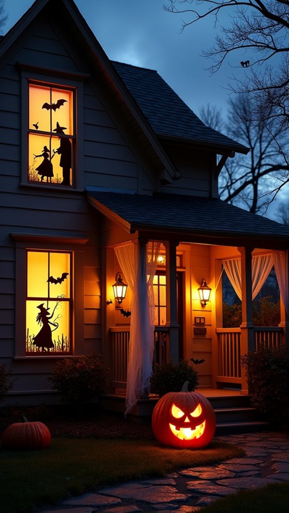 spooky window silhouettes glow