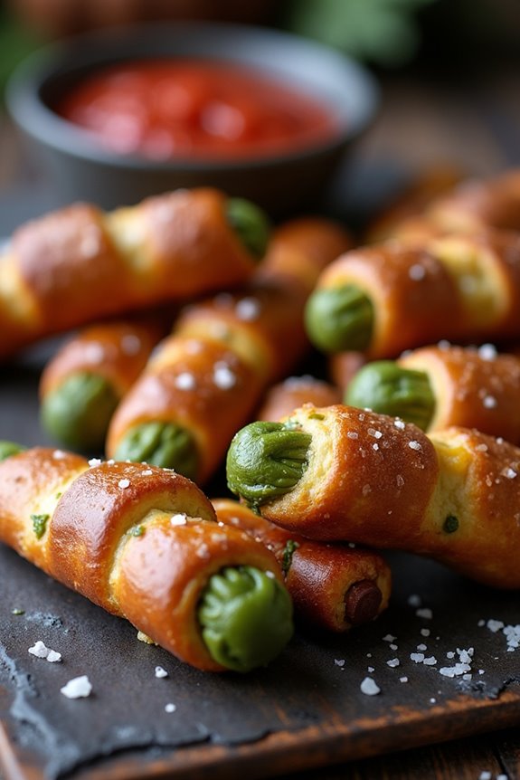 spooky zombie finger pretzels