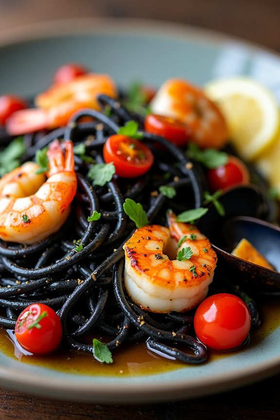 squid ink seafood spaghetti
