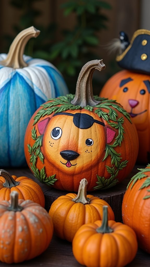 storybook characters on pumpkins